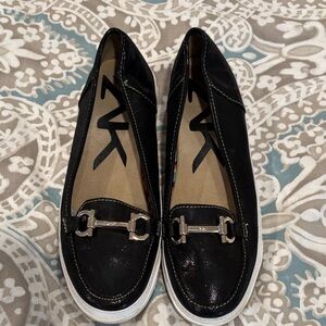 Anne Klein Sport Black Loafers with Silver Detail
